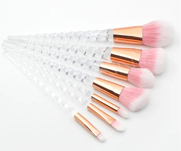 7-Piece Crystal Makeup Brush Set with Spiral Handle
