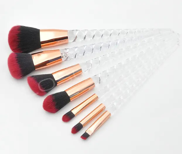 7-Piece Crystal Makeup Brush Set with Spiral Handle