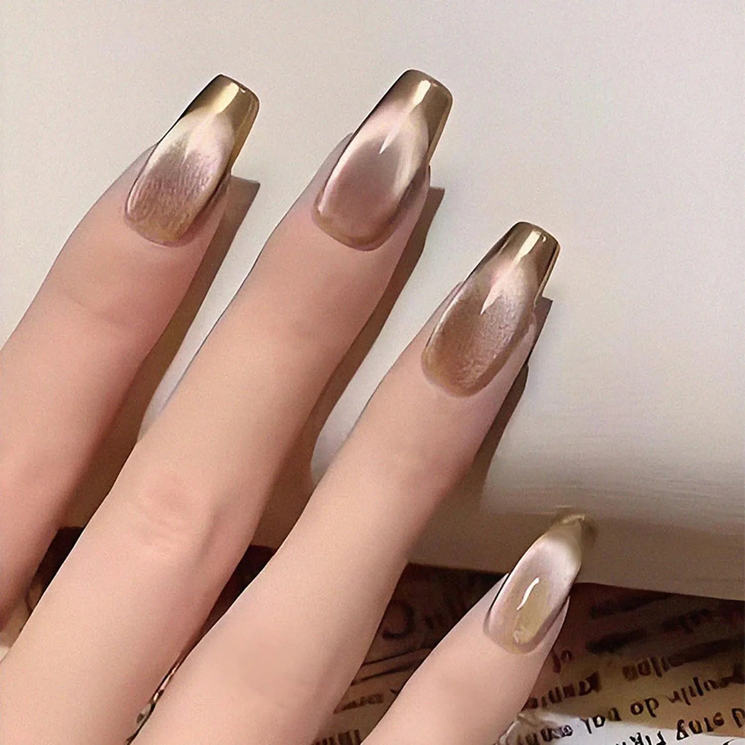 Gold Tip Coffin Press-On Nails