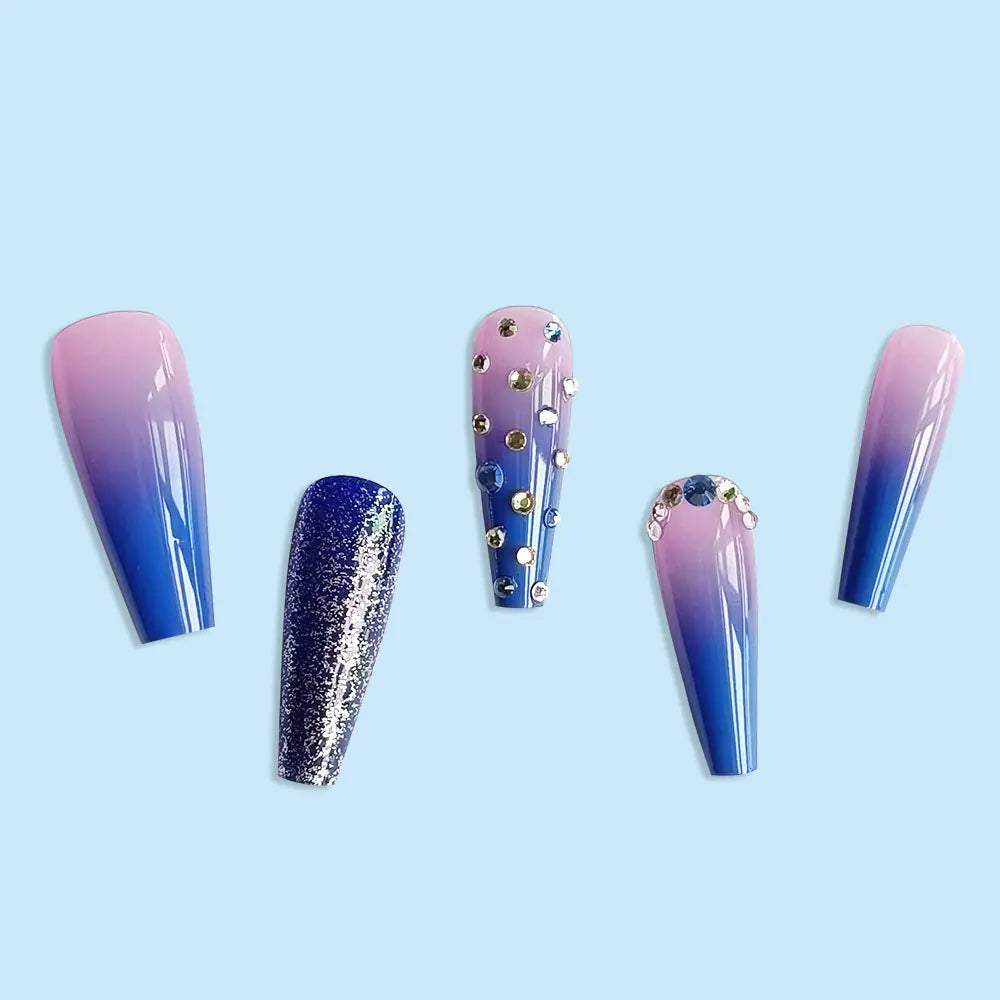 Blue Dream Star Ocean Ballerina Press On Nails