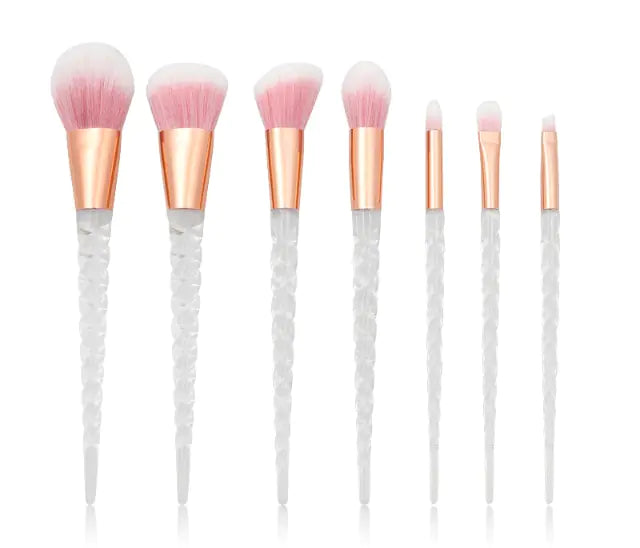 7-Piece Crystal Makeup Brush Set with Spiral Handle