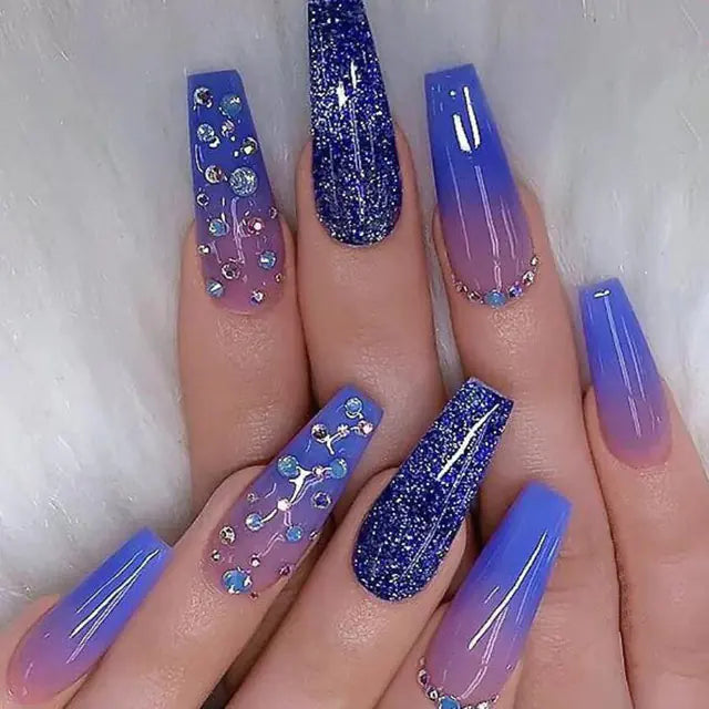 Blue Dream Star Ocean Ballerina Press On Nails