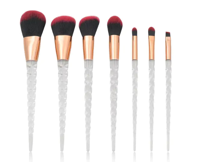 7-Piece Crystal Makeup Brush Set with Spiral Handle